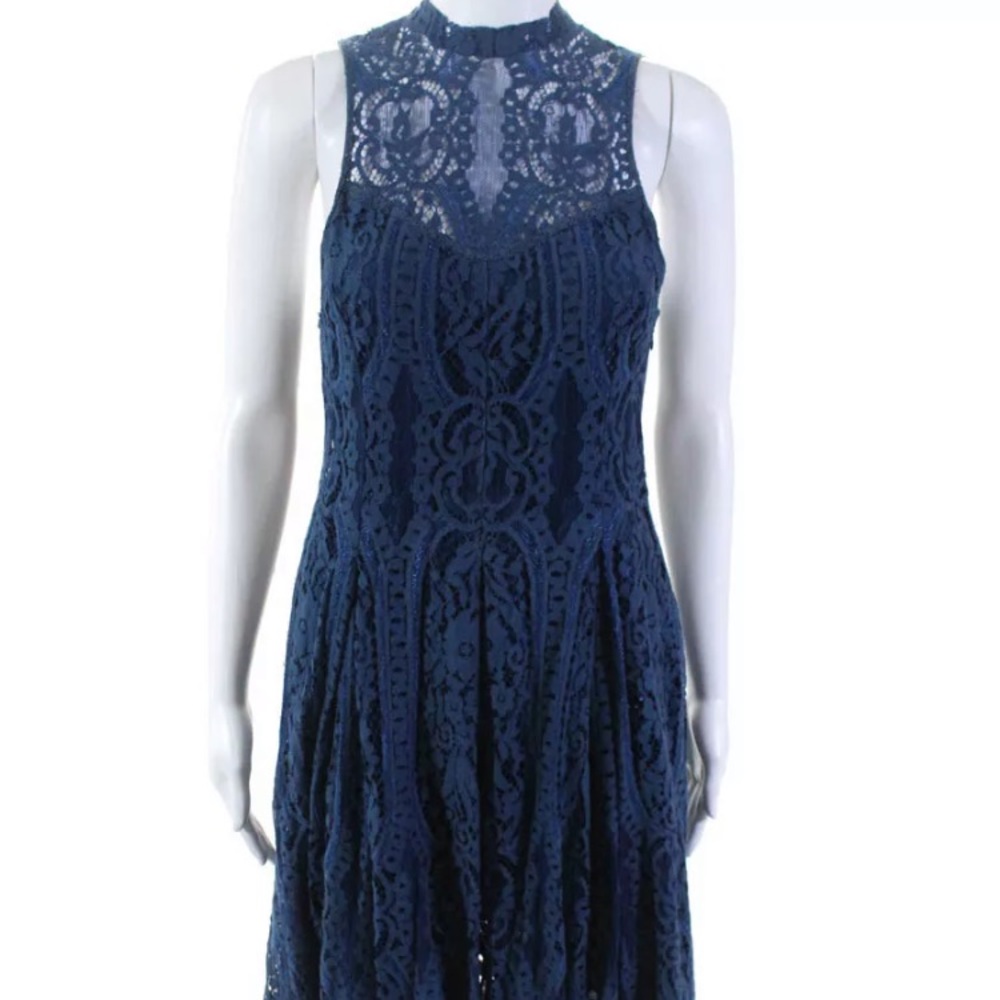 Free People: Angel Rays Lace Dress in Navy
